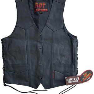 Hot Leathers Black Leather Vest Size XS